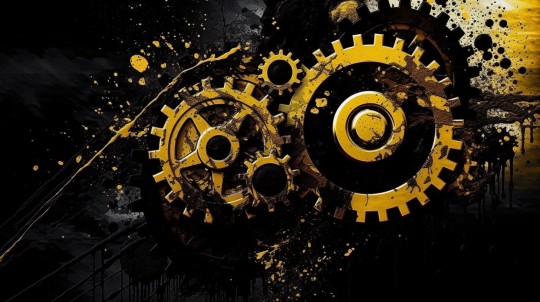 bizzoni_two_gears_working_together_a_black_and_yellow_abstract__3f78c64e-ca1c-4e2c-9e09-46f94757acbc